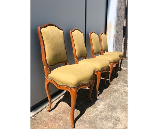 Eight Louis Philippe period cherry chairs.     