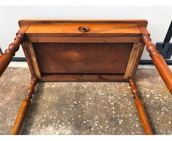 Cherry wood coffee table with one drawer. Louis Philippe period.     