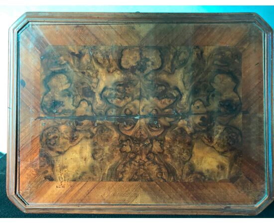 Work table in walnut with briar veneered top. Luigi Filippo period.     