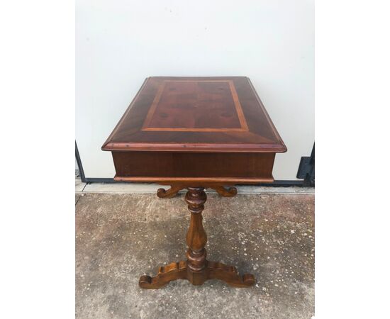 Luigi Filippo mahogany coffee table with inlaid briar top.     