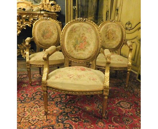 panc90 - lounge consisting of four armchairs and a sofa, second half of the 19th century     