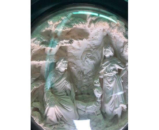 Bassorilievo in schiuma di mare ( magnesite ) raffigurante episodio biblico.Francia.