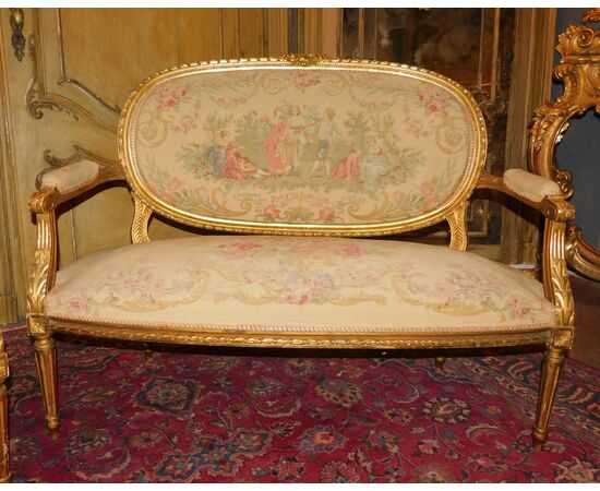 panc90 - lounge consisting of four armchairs and a sofa, second half of the 19th century     