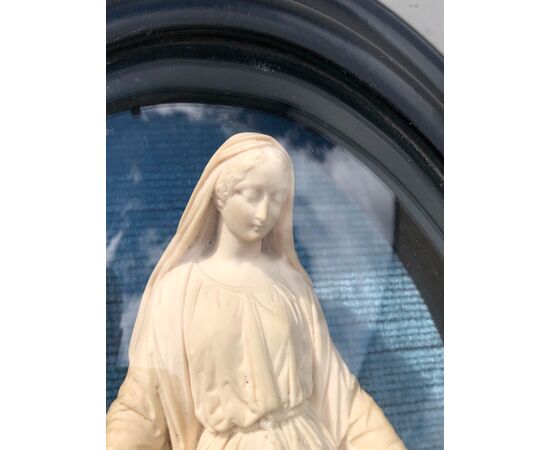 Bassorilievo in schiuma di mare ( magnesite ) raffigurante La Madonna..Firma Mattei.Francia.