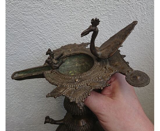 Refined 18th century Indian brass lamp     
