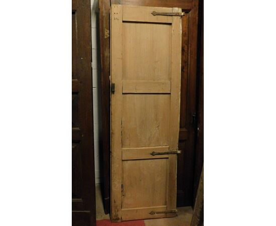 pti638 - door / door in simple poplar, with three panels, measuring cm l 63 xh 194     
