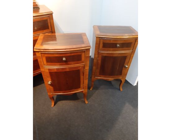 Chest of drawers with Venetian nightstands in palm wood     