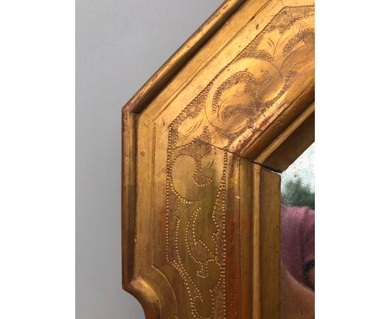 Cornice - specchiera a ‘cabaret’ in legno intagliato e foglia oro.Periodo Luigi Filippo.