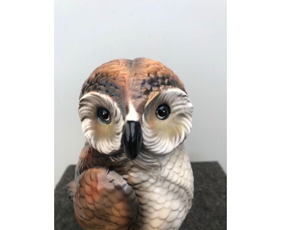 Earthenware owl signed Capodimonte.     