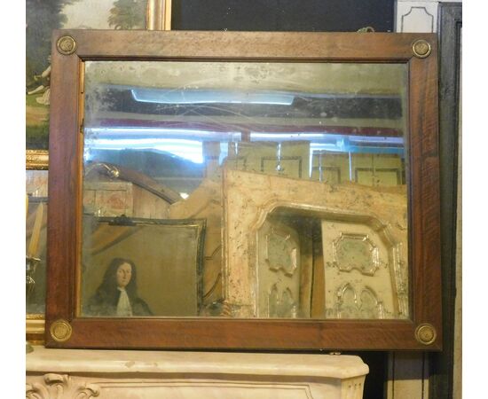 specc265 - walnut mirror, first half of the 19th century, cm l 110 xh 90     