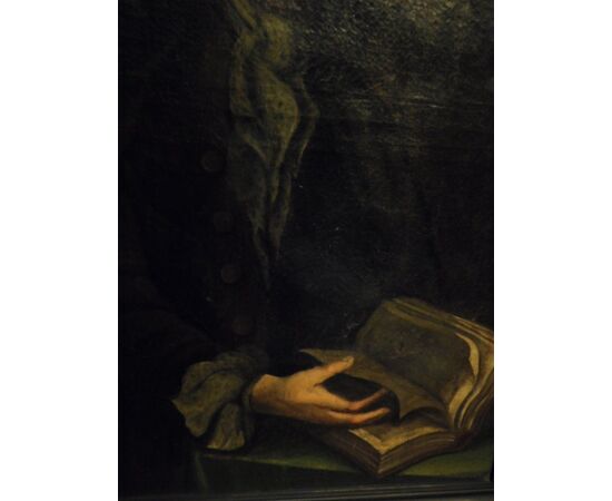  pan267 - dipinto "Il precettore", epoca '700, cm l 88 x h 111 x p. 6