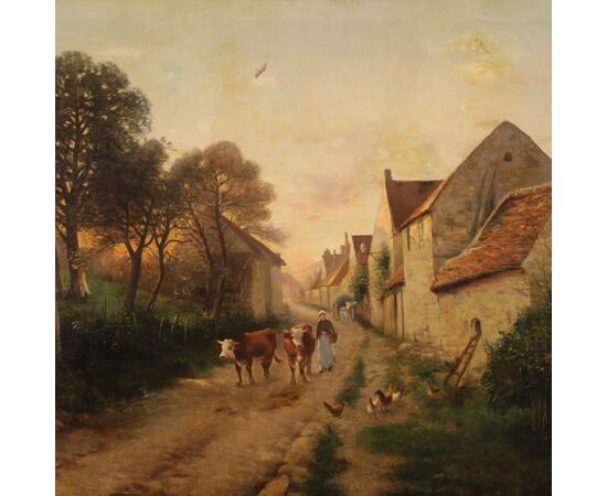 French signed landscape painting 1899