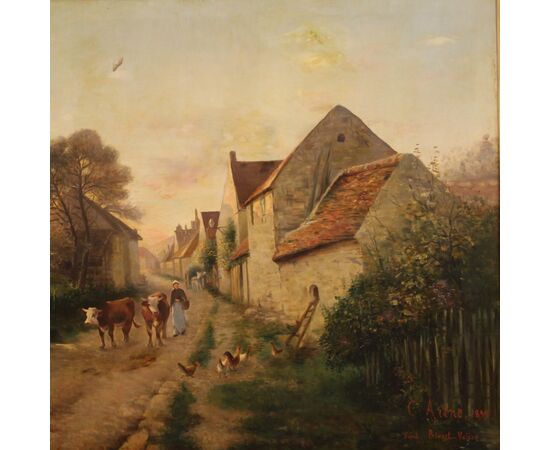 Dipinto francese paesaggio firmato 1899 