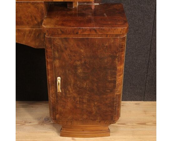 Italian dressing table in walnut and burl woods
