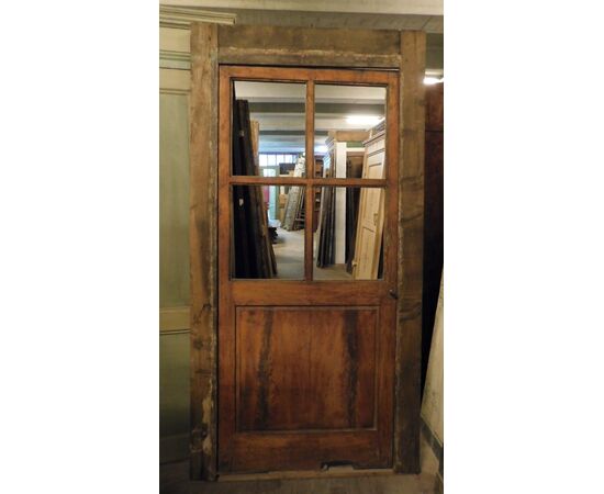 pti650 - glass door with frame, 18th century, max size cm l 116 xh 228     