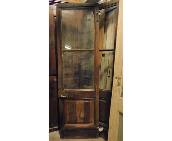 neg042 - walnut shop door, glass, 19th century, cm l 124 xh 210     