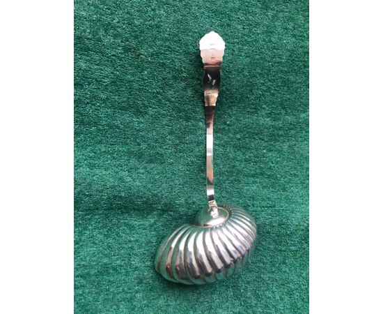 Silver tea strainer in the shape of a snail shell Italy.     
