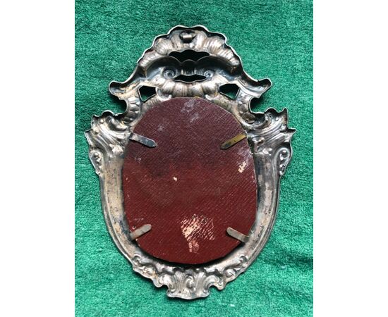 Silver picture frame with rocaille motifs Italy.     