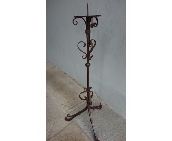 17th century forged iron candle holder     