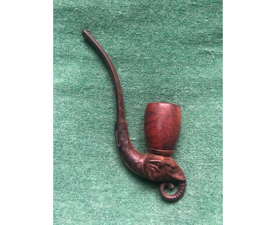 Wood and bakelite pipe depicting elephant head.     