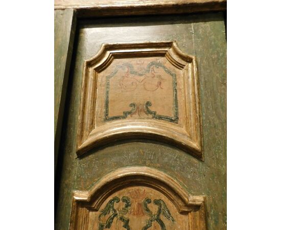 ptl532 - porta laccata e dorata con pannelli dipinti, cm l 155 x h 230 