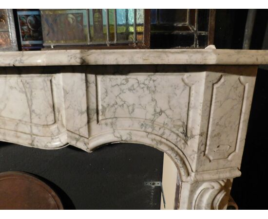 chm666 - camino in marmo bianco di Carrara, cm l 152 x h 112 x p. cm 29