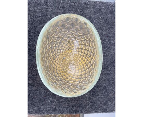 Submerged balloton glass vase with gold leaf.Seguso glass of art.     