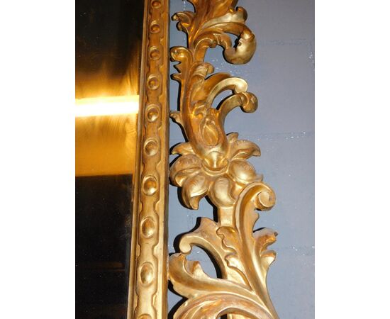 specc277 - gilded and richly carved mirror, 19th century, cm l 128 xh 175     