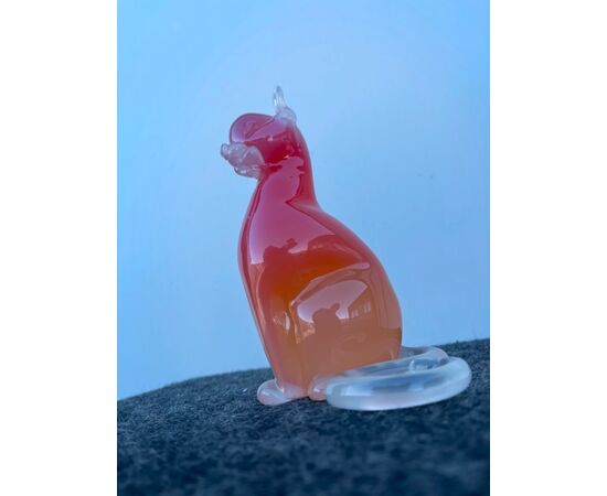 Submerged &#39;peach&#39; glass cat.Seguso, Murano.     
