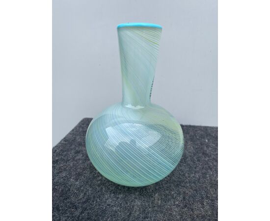 Glass vase with polychrome spiral inclusions.Murano.     