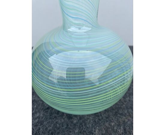 Glass vase with polychrome spiral inclusions.Murano.     