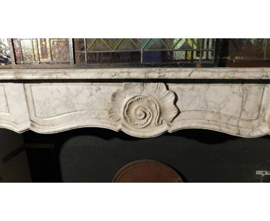 chm666 - fireplace in white Carrara marble, cm l 152 xh 112 x d. 29 cm     