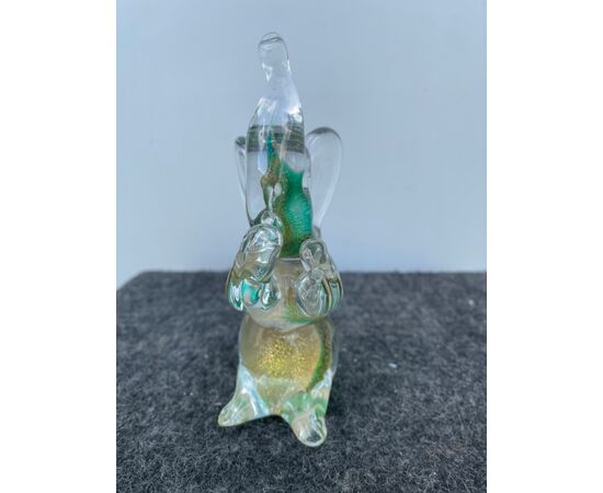 Submerged glass elephant with gold leaf inclusion.Murano.     
