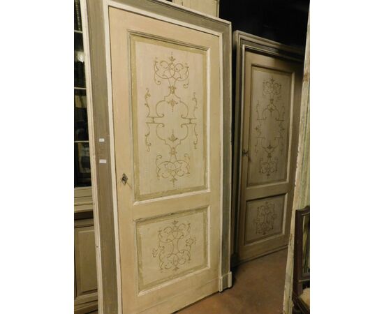 pts733 - n. 3 center doors, lacquered, with frame, early 19th century     