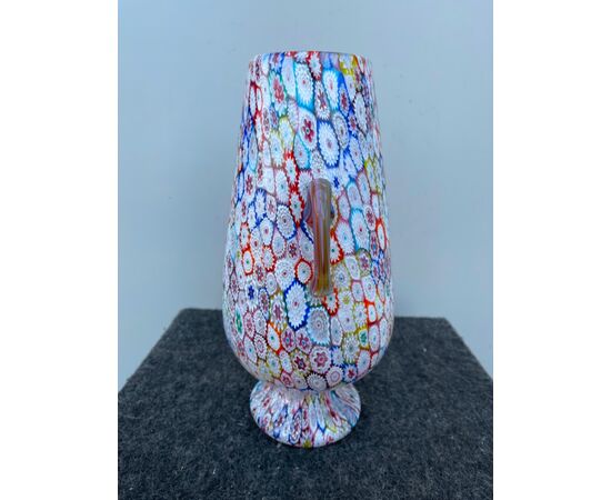 Double-sided glass vase with murrine. Brothers Toso, Murano.     