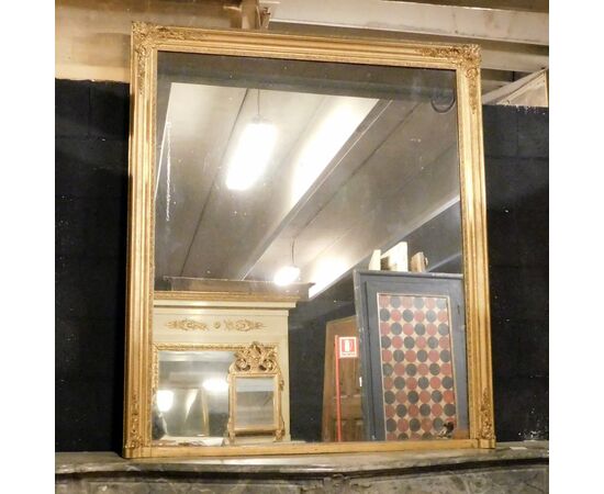 specc283 - golden mirror, 19th century, meas. cm l 124 xh 142     