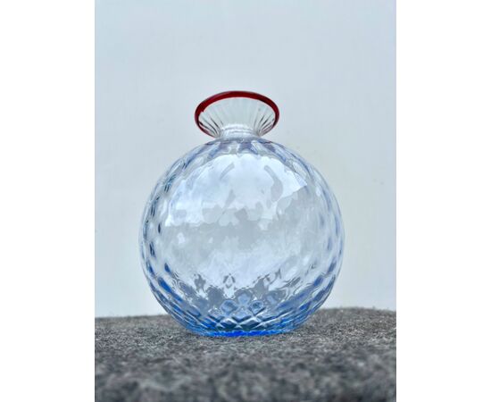Glass vase with balloton fabric.Venini Murano.     
