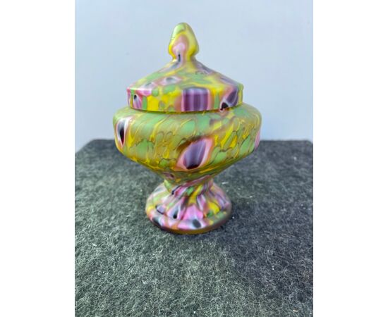 Vase with murrine glass lid.Artists Barovier, Murano.     