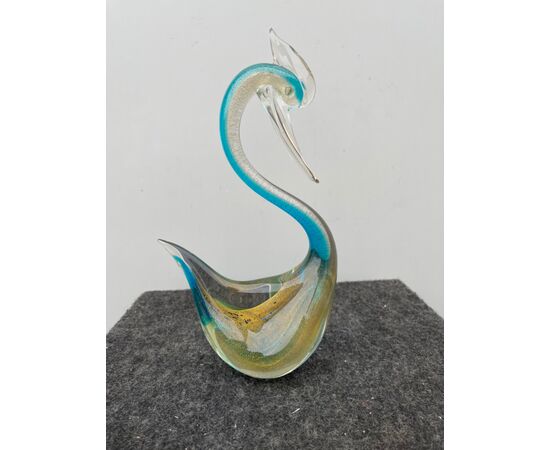 Bird in submerged glass with gold leaf inclusions.Flavio Poli for Seguso.Murano.     