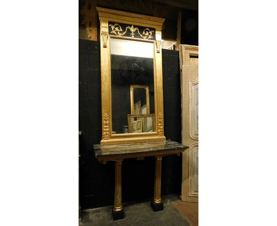 specc299 - console with marble top and mirror, l 120 xh 288 xp 54     