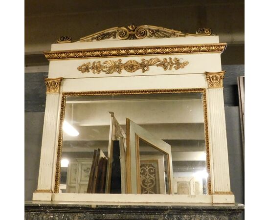 specc295 - specchiera laccata con decori dorati, prima metà '800, misura cm l 160 x h 157
