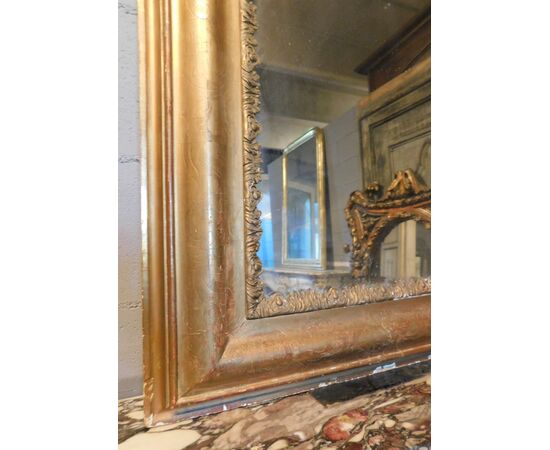 specc290 - simple gilded mirror, 19th century, measuring cm l 119 xh 138     