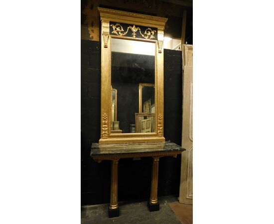 specc299 - console with marble top and mirror, l 120 xh 288 xp 54     