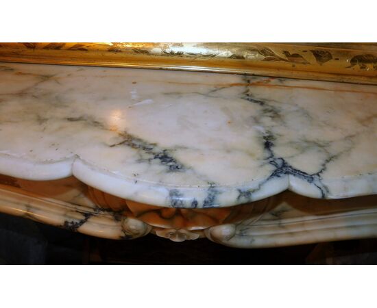 chm672 - camino in marmo bianco, epoca '700, mis. cm l 145 x h 108 