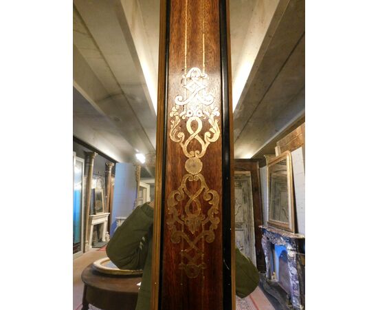 specc300 - specchiera in noce con intarsi dorati, epoca primi '900, misura cm l 80 x h 100