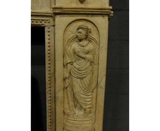 chm677 - classic Botticino marble fireplace, period &#39;7 /&#39; 800, cm l 160 xh 113     