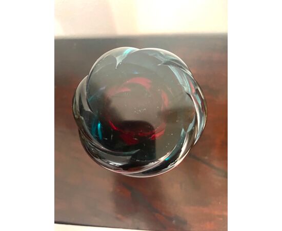 Tourchon submerged glass vase Seguso manufacture Murano     
