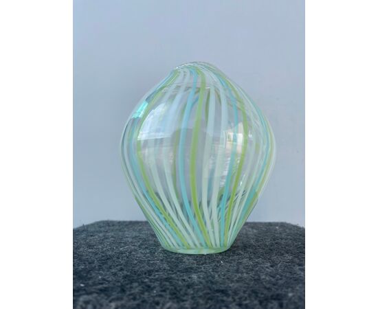 Glass vase with vertical bands.Murano     
