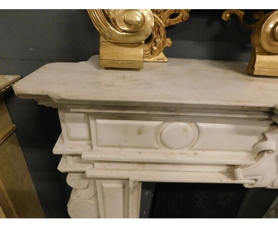 chm681 - fireplace in white Carrara marble, 19th century, cm l 145 xh 124     