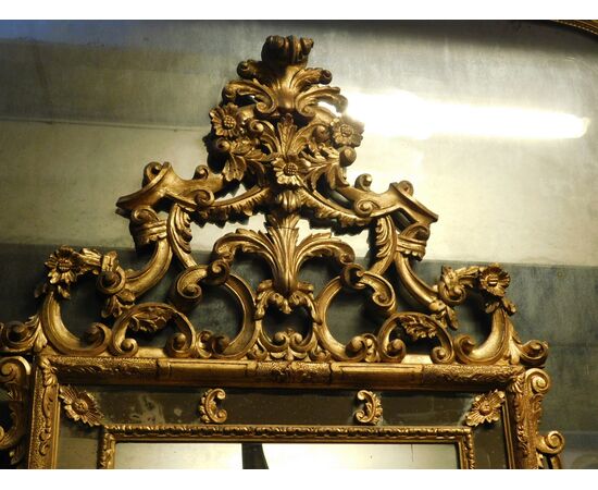 specc310 - mirror in gilded and carved wood, II half of the 19th century, size cm l 95 xh 277     